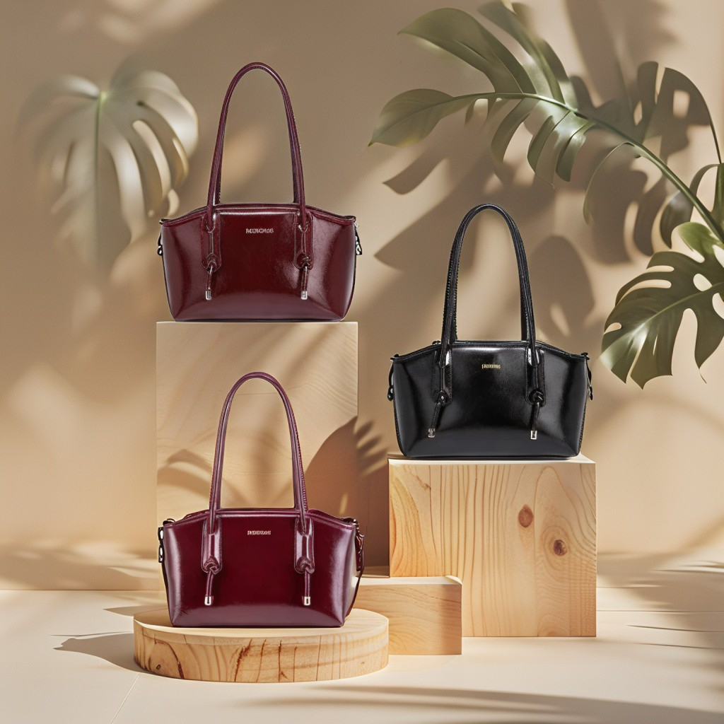Tas Wanita bahan Glossy Cantik Tas Bahu Tas Wanita Tali Adjust Kapasitas Besar