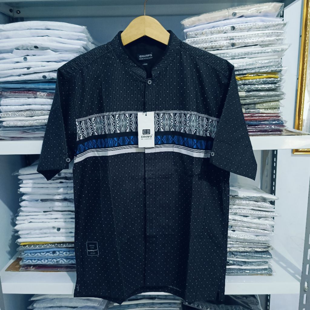 KEMKO N ONE ERKAPE KEMEJA KOKO TANGAN PANJANG PRIA DEWASA BAJU KOKO KEKINIAN KEMEJA MUSLIM SLIM FIT