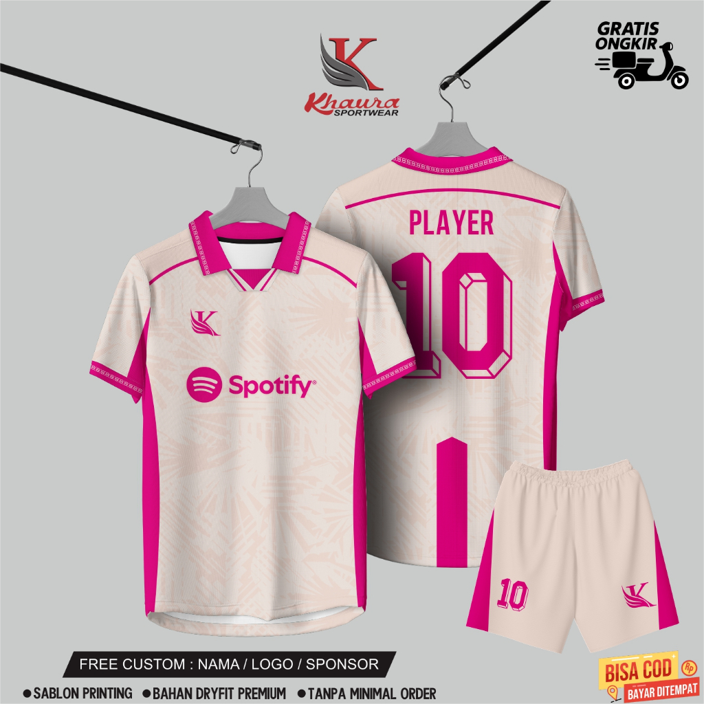 Jersey Sepak Bola CREAM VINTAGE Retro Full Printing Dryfit KHAURA Sport