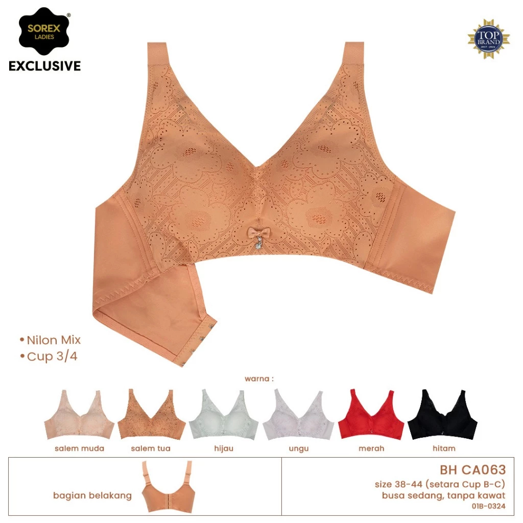 Bh Bra Kemben Sorex CA 063 Cup B-C (38-44) Kait 4 Penekan Lemak | Busa Sedang Tanpa Kawat |gfc