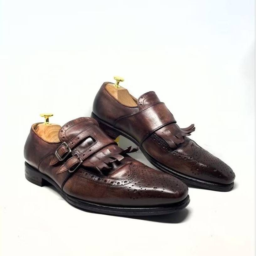 FLORENCE Monkstrap Mocassin Loafers Vibram Handcrafted Made in Italy Sepatu kulit formal mewah pria