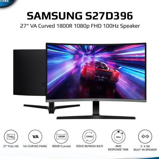 Monitor SAMSUNG S27D396 27" VA Curved 1080p 100Hz FHD Speaker VESA 75x75mm - Samsung 27" Curved