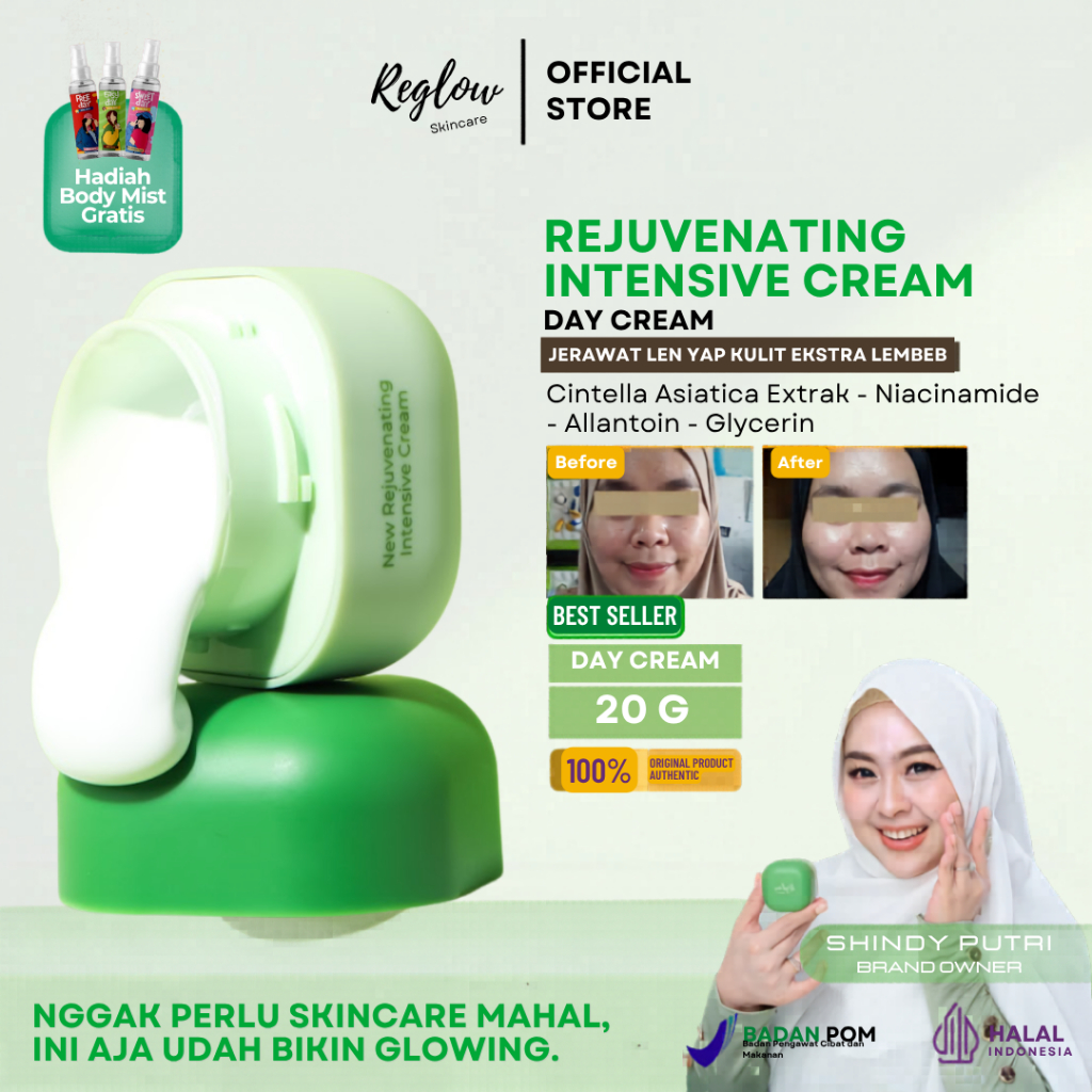 Reglow Dr Shindy Skincare Intensive Day Cream Mencerahkan Wajah Krim Muka Glowing Bpom Pelembab Waja