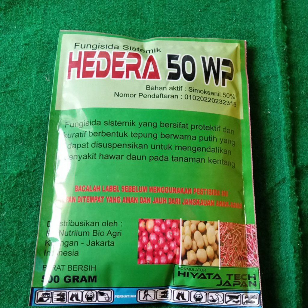 Fungisida Hedera 50 WP kemasan 500gr bahan aktif simoksanil