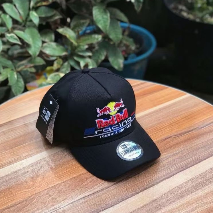 Red Bull Topi Baseball Hitam Logo Red Bull Racing Formula One untuk Pria dan Wanita Topi Original Pr