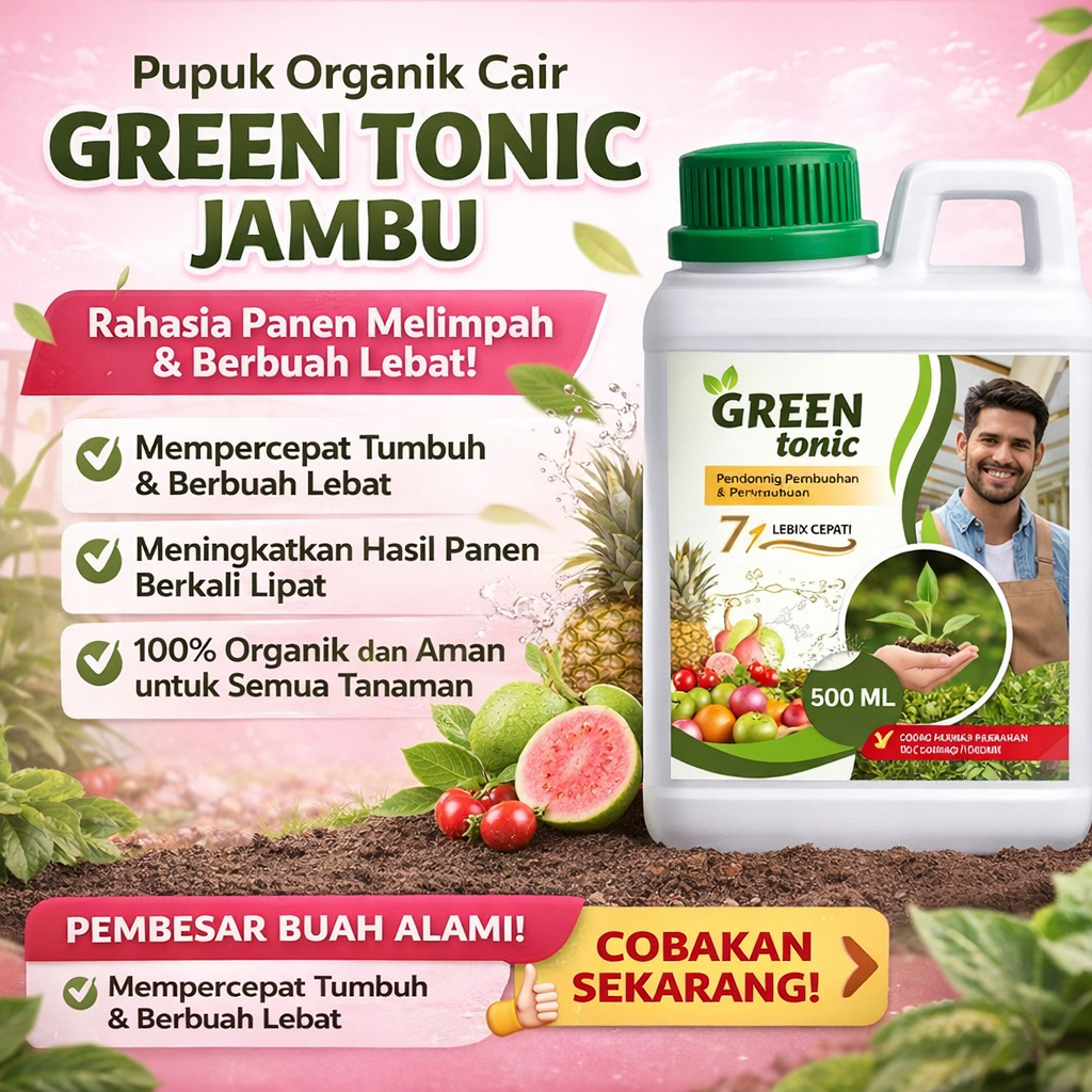 BioAlfa - Pupuk Cair Green Tonic 500ml Jambu Air Biji Booster Buah Lebat Perangsang Cepat Berbuah
