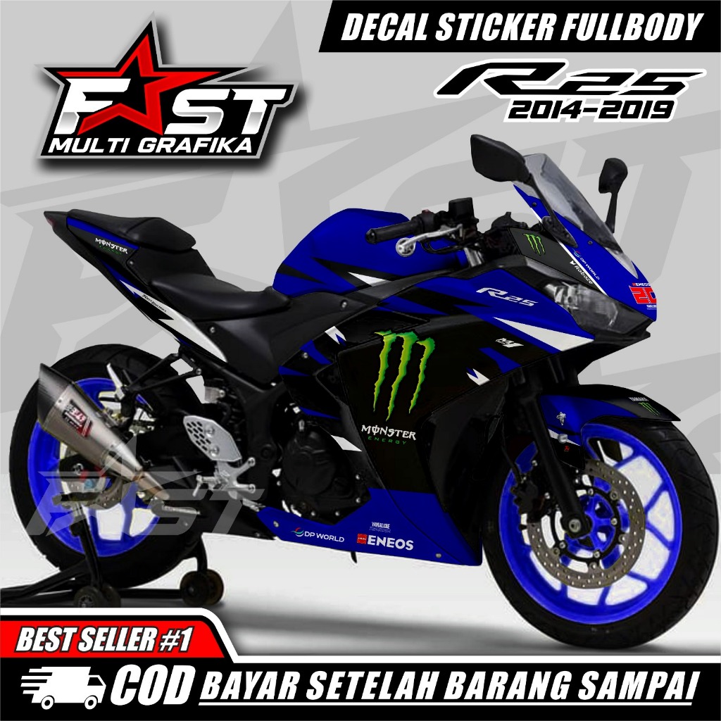 TERBARU BISA COD Decal Yamaha R25 Old MOTIF MONSTER KEREN Full Body Stiker Yamaha R25 Striping R25 V