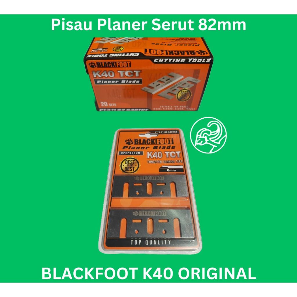 BLACKFOOT PT31182640TCT Planer Blade TCT K40 Mata Planer Kayu TCT 82x6mm Pisau Serut Kayu Blackfoot