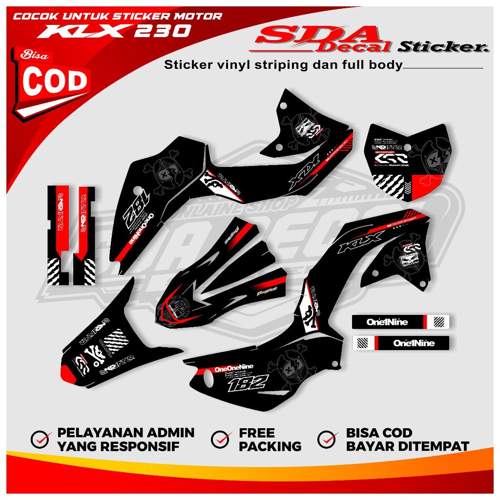 Decal Stiker KLX 230 Full Body - Sticker Decal KLX 230 Full Body Bisa Custom Nama Dan Nomer SDA.10