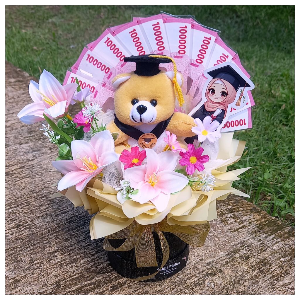 Bloom Buket Wisuda Uang dan Boneka