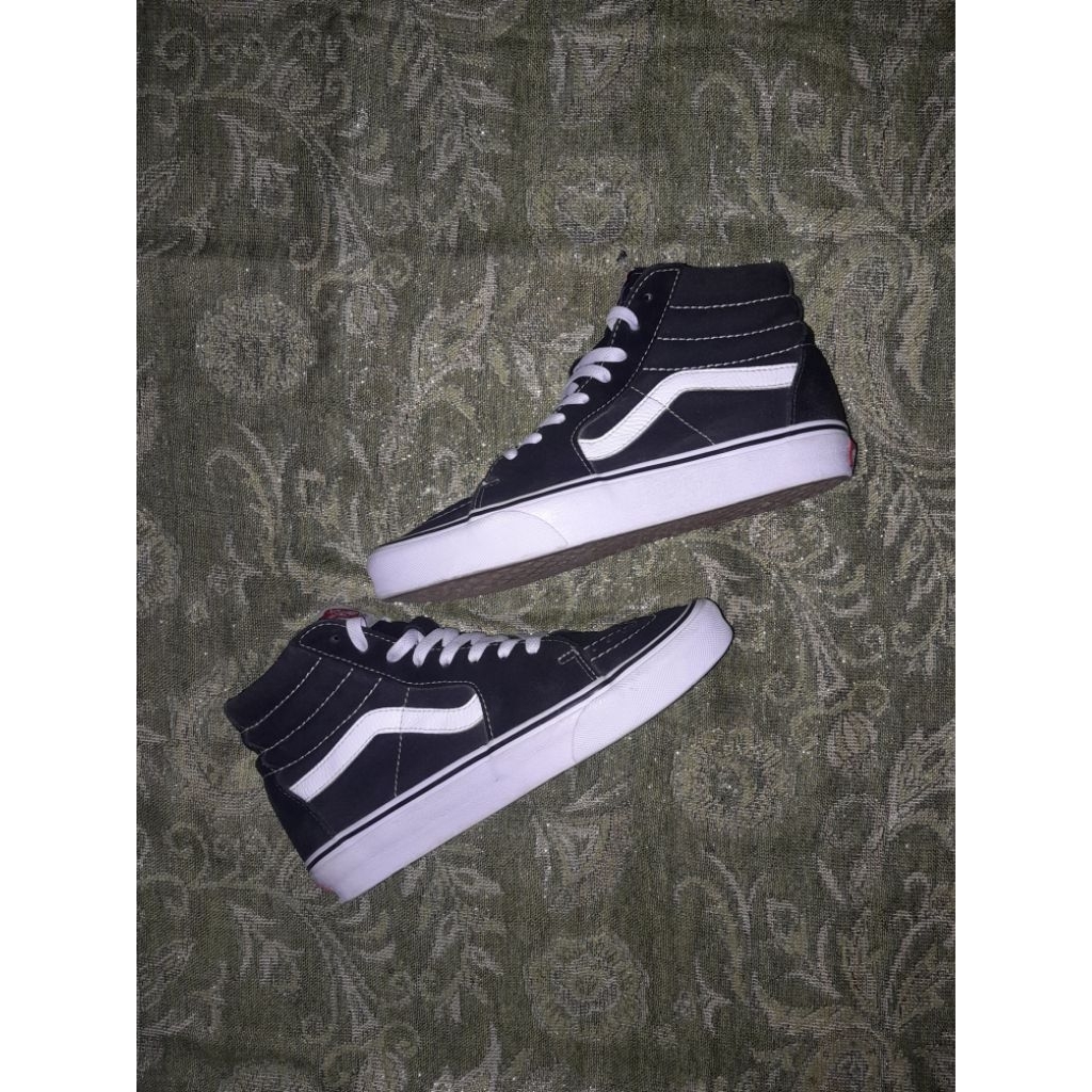 Sepatu Sneakers Vans SK8 uk 38.5/24cm (second) Hi Black White Nyaman Dipakai Sehari-hari