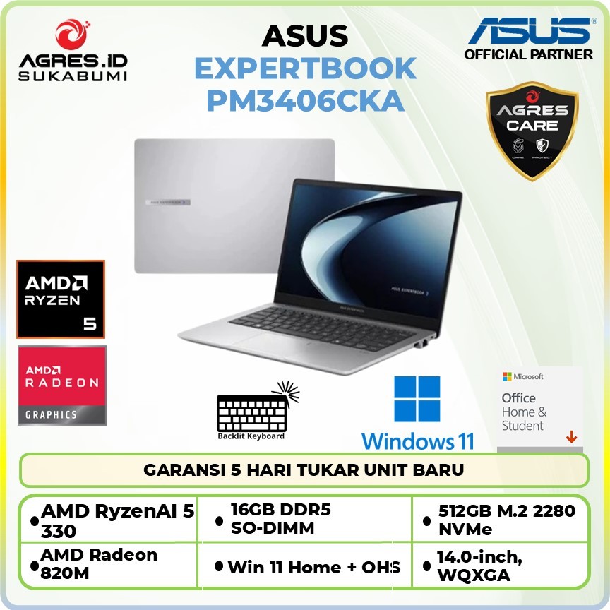 ASUS Expertbook PM3406CKA Amd Ryzen AI 5 330 (16/512gb) 14inch wqxga