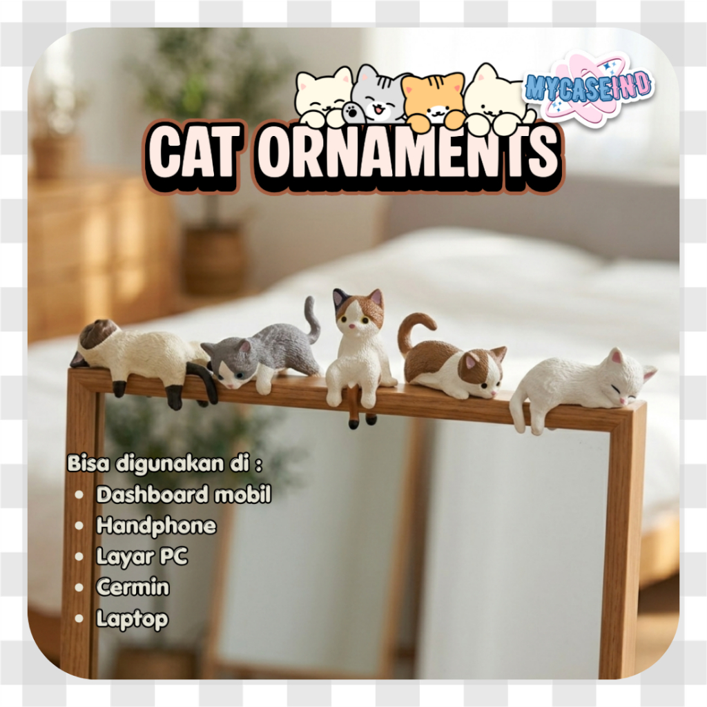 Ornamen Miniatur Multi Kucing | Hippers Hp | Dashboard | Dekorasi Hiasan PC Meja Belajar | Phone Hip