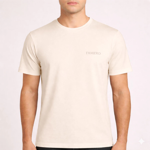 FAMERO - Kaos Polos Pria- Warna Cream