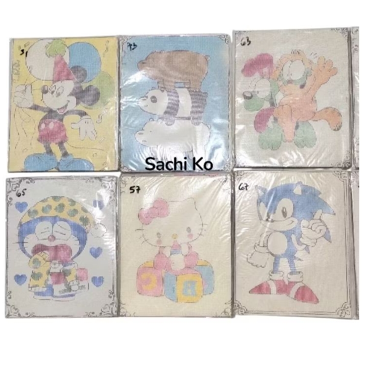 Set Sulam Kristik Strimin Karakter + Benang