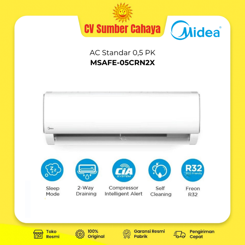 Midea AC 1/2 PK 0,5 PK Standard 350 Watt MSAFE-05CRN2 05CRN2 MSAF 05CRN MSAFE05CRN