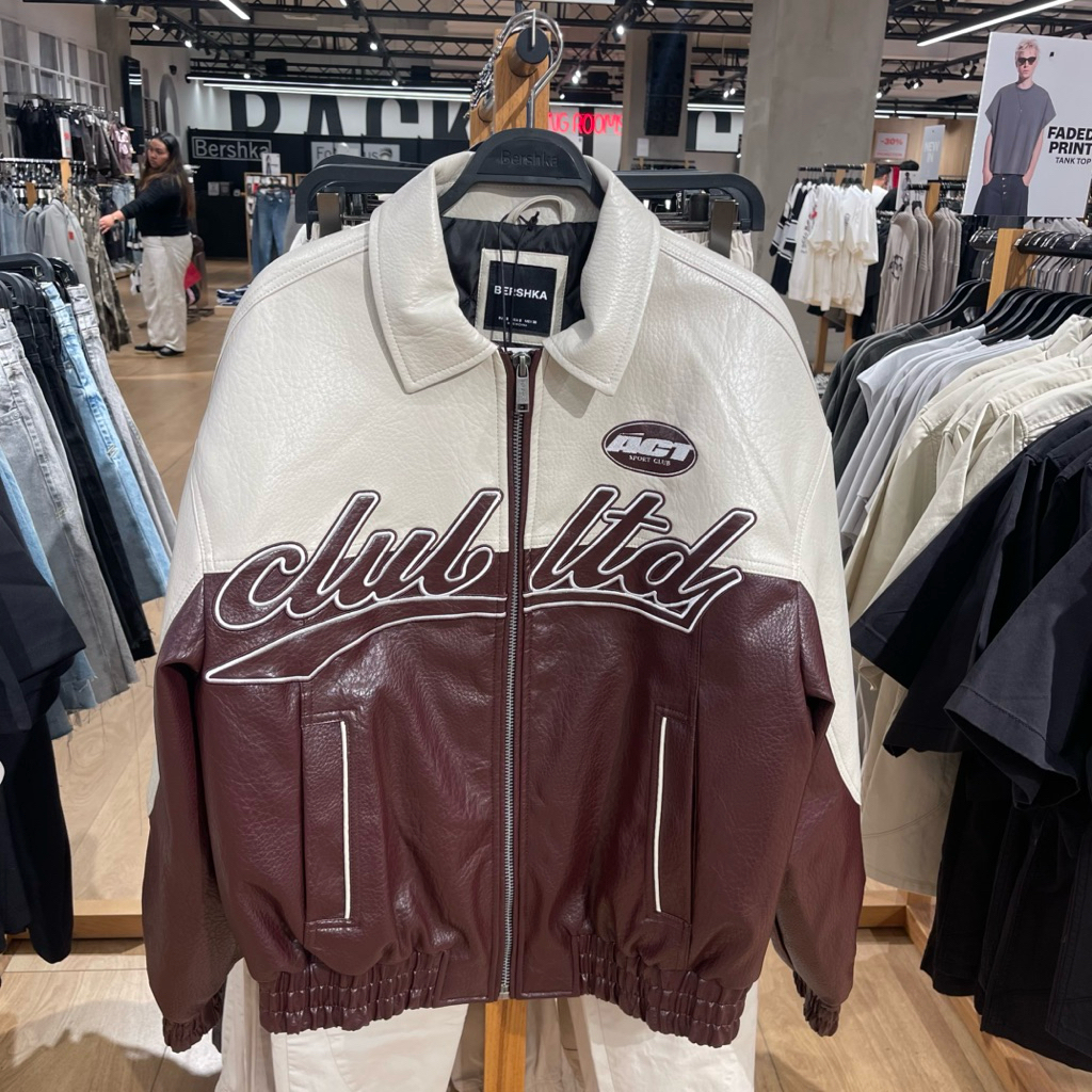 Jaket Leather Varsity BERSHKA MEN Jastip (jasa titip)