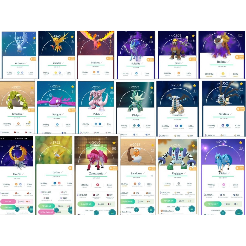 Pokemon Go All Shiny Legendary Odex/Non Odex