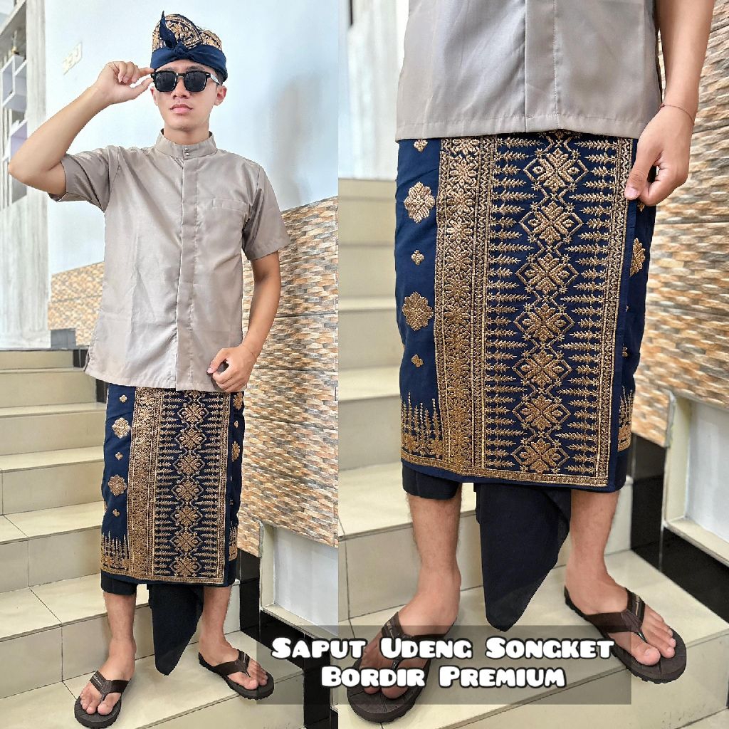kain bali kamen pria songket bordir saput udeng
