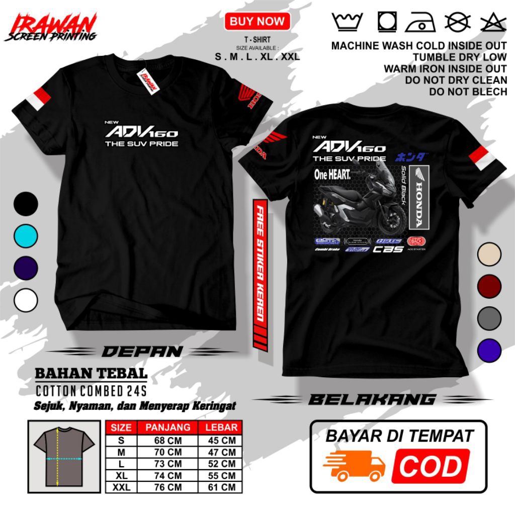 KAOS HONDA NEW ADV 160 TAHUN 2026 - SOLID BLACK