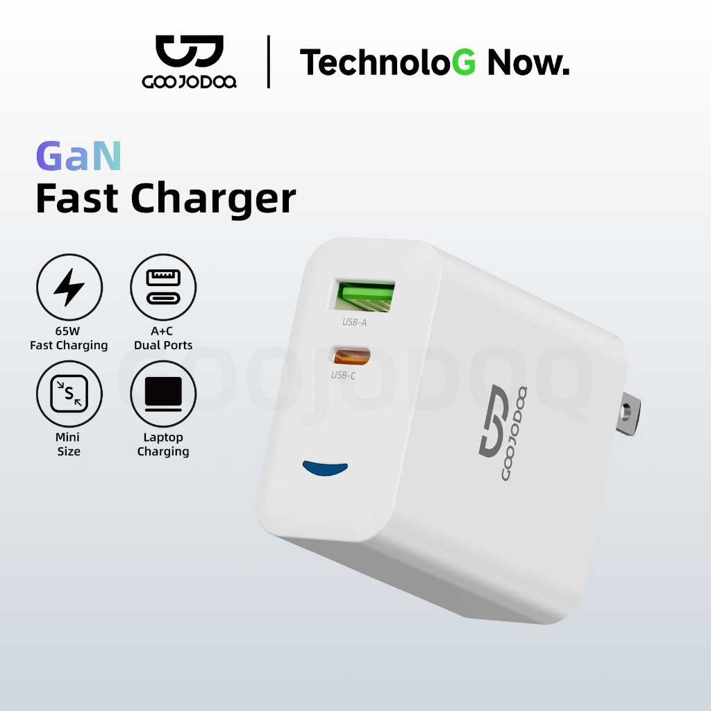 Goojodoq 65W PD power for FAST Charging  USB Type C Antarmuka Ganda Dengan lampu For iPhone Samsung 