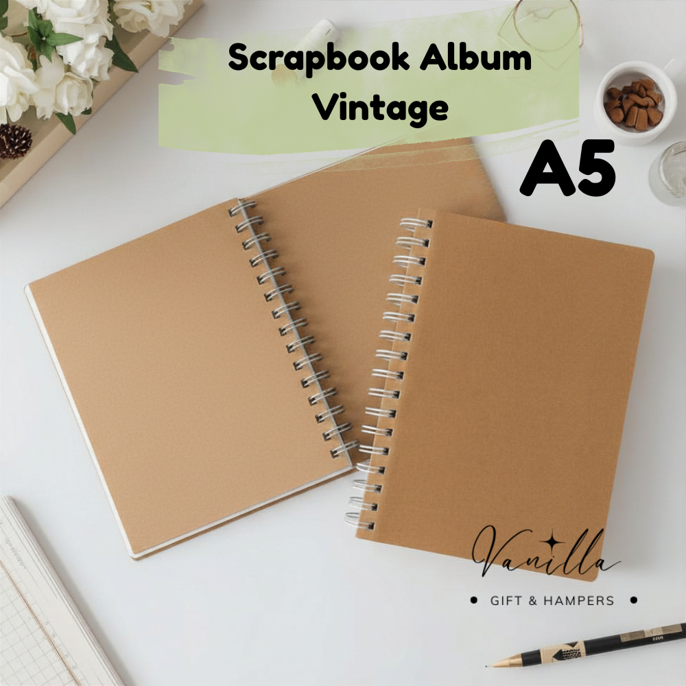 Scrapbook A5 Polos Vintage Album Aesthetic Journal Buku Coklat Dekorasi Diary