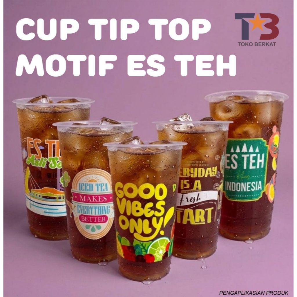 CUP 22oz MOTIF TIPTOP isi 50pcs / Cup Es Teh Jumbo 660ml / Cup TAKJIL / Cup Motif ES TEH / Cup merk 