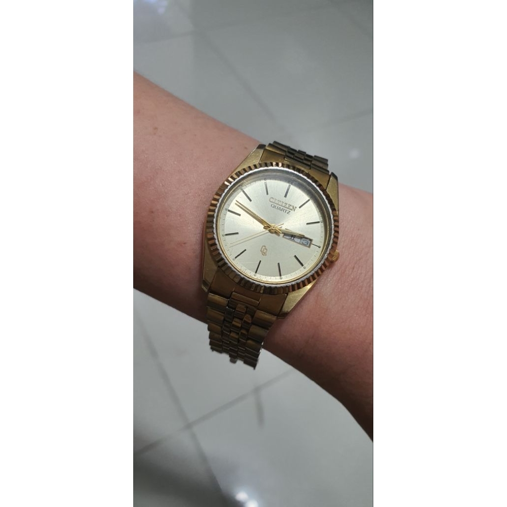 Jual Jam tangan bekas Citizen Quartz CQ President JDM , Full Gold Plated , Day Date Kanji "Datejust"