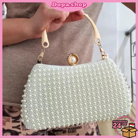 Tas Pesta Wanita Tas Kondangan Wanita Mewah Clutch Pesta Wanita Kristal Cantik Tas Pesta Mutiara