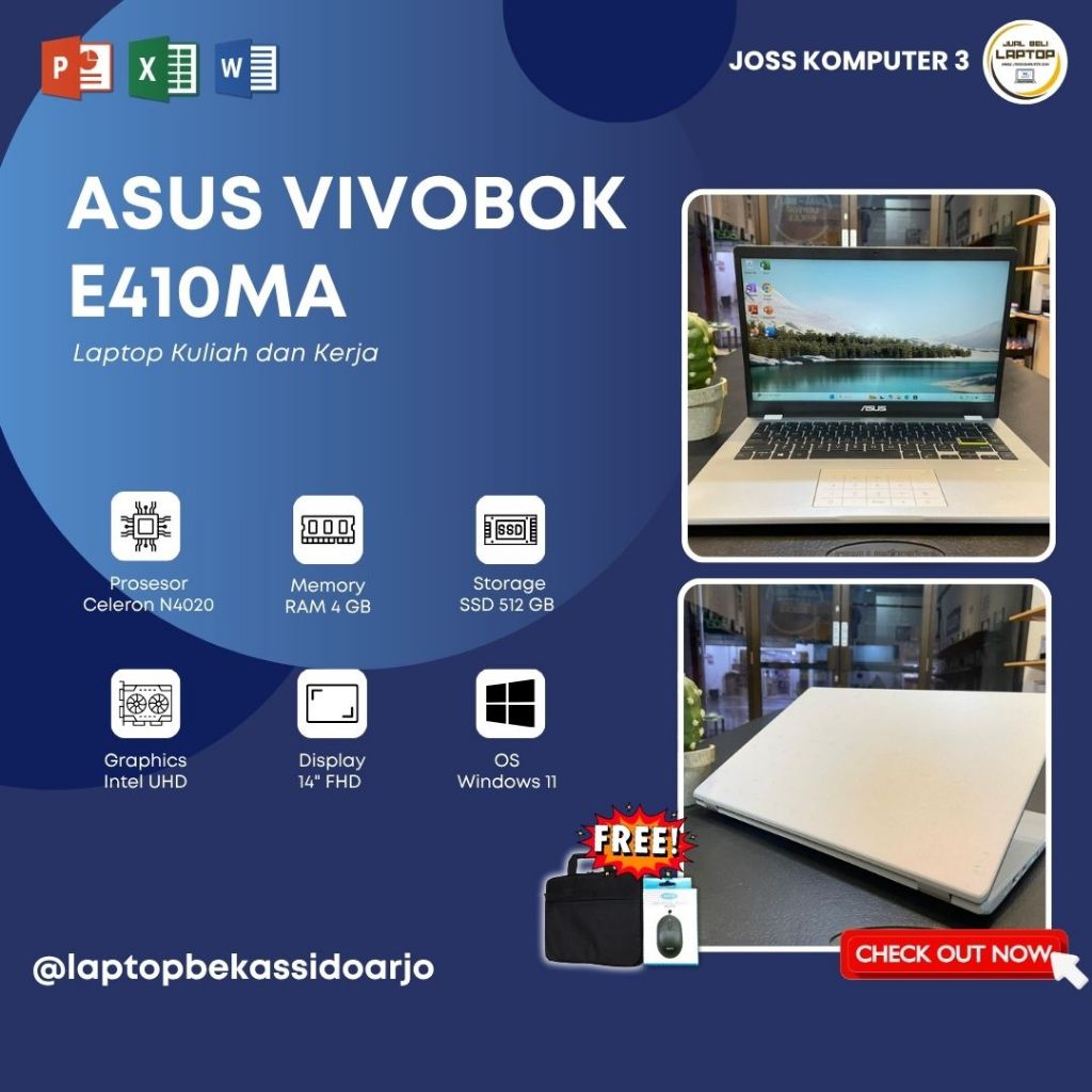 LAPTOP MURAH ASUS VIVOBOOK E410MA // SSD 512
