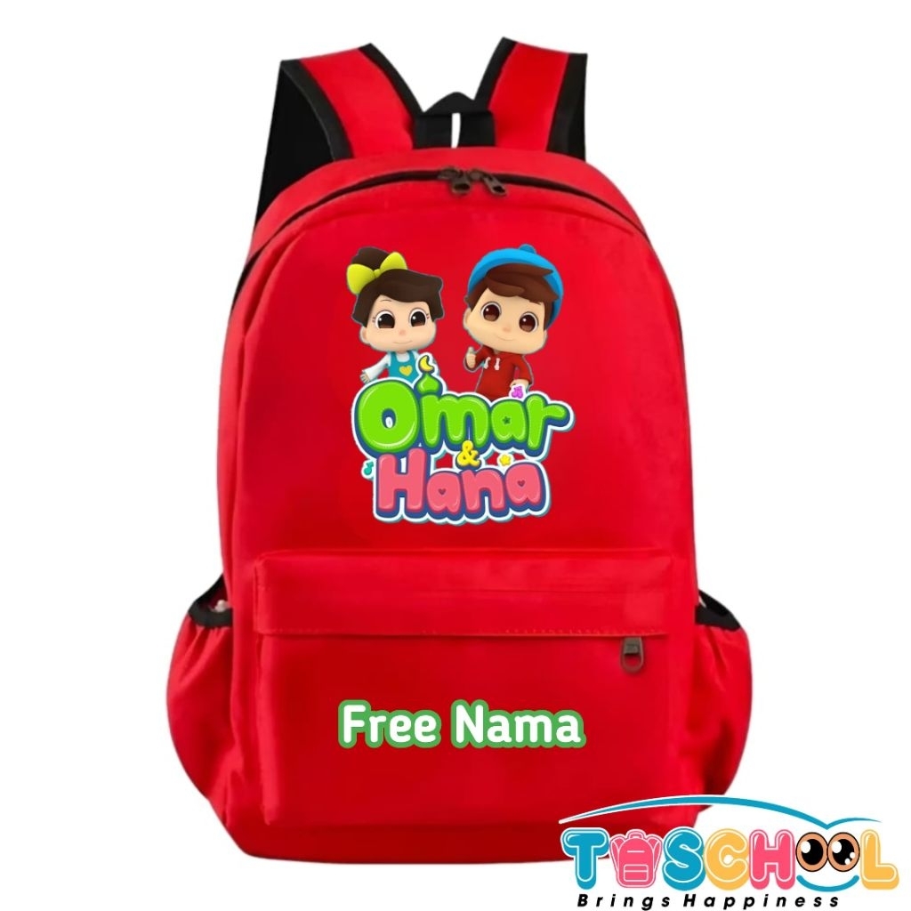 TAS RANSEL ANAK KARAKTER OMAR DAN HANA FREE NAMA