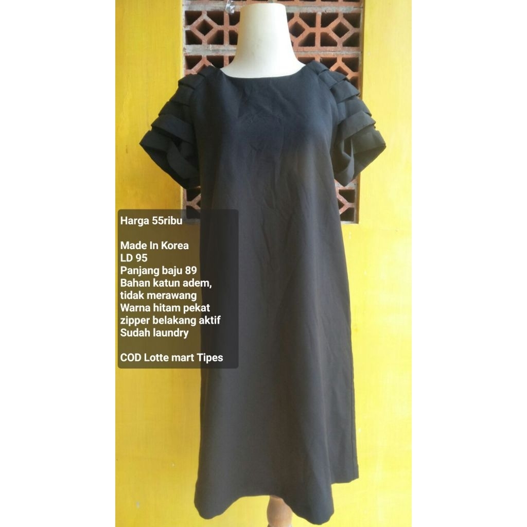 midi dress wanita hitam polos