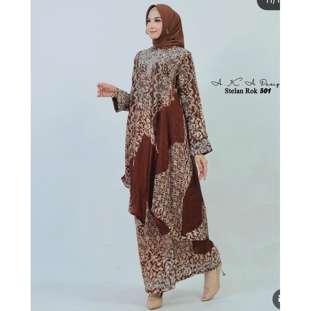 Set Rok Batik Aka Design Semi Sutra Aksen Payet