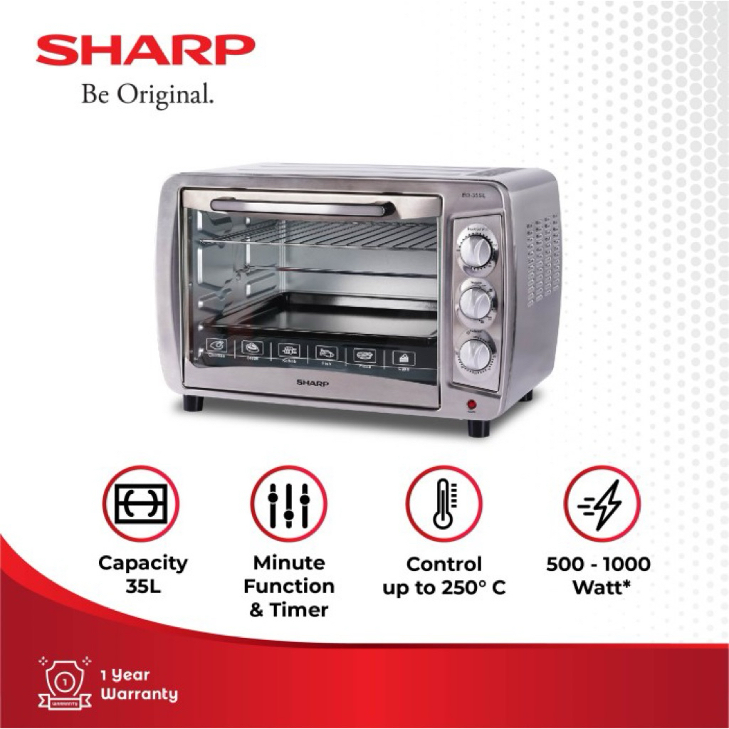 SHARP EO-35- OVEN LISTRIK/AIR FRYER 2IN1 | KAPASITAS BESAR & ANTI LENGKET | HEMAT LISTRIK MULTIFUNGS