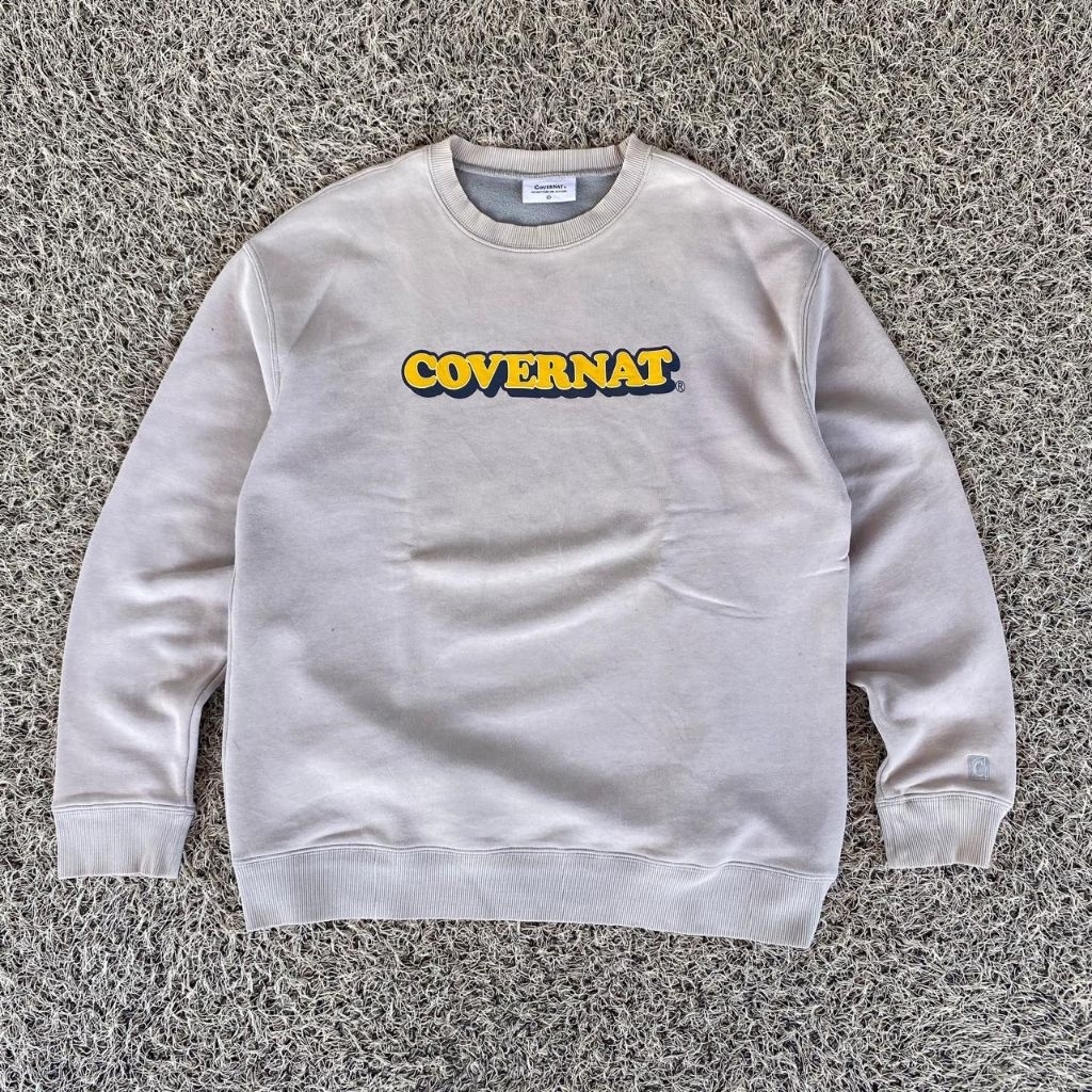 covernat big logo font sweater shirt crewneck covernat yellow