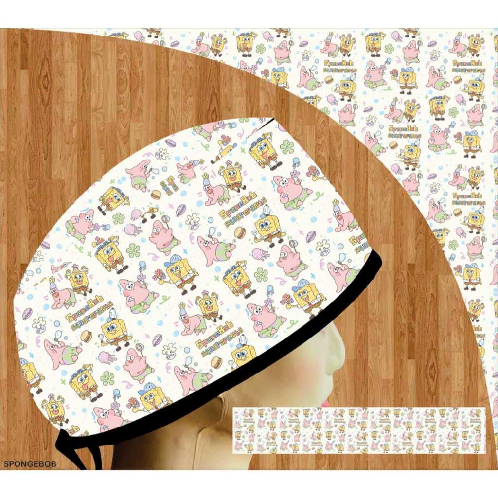 Topi dokter/Scrub hat/Surgical cap/Headcap printing premium spongebob