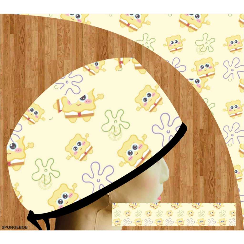 Topi dokter/Scrub hat/Surgical cap/Headcap printing premium spongebob