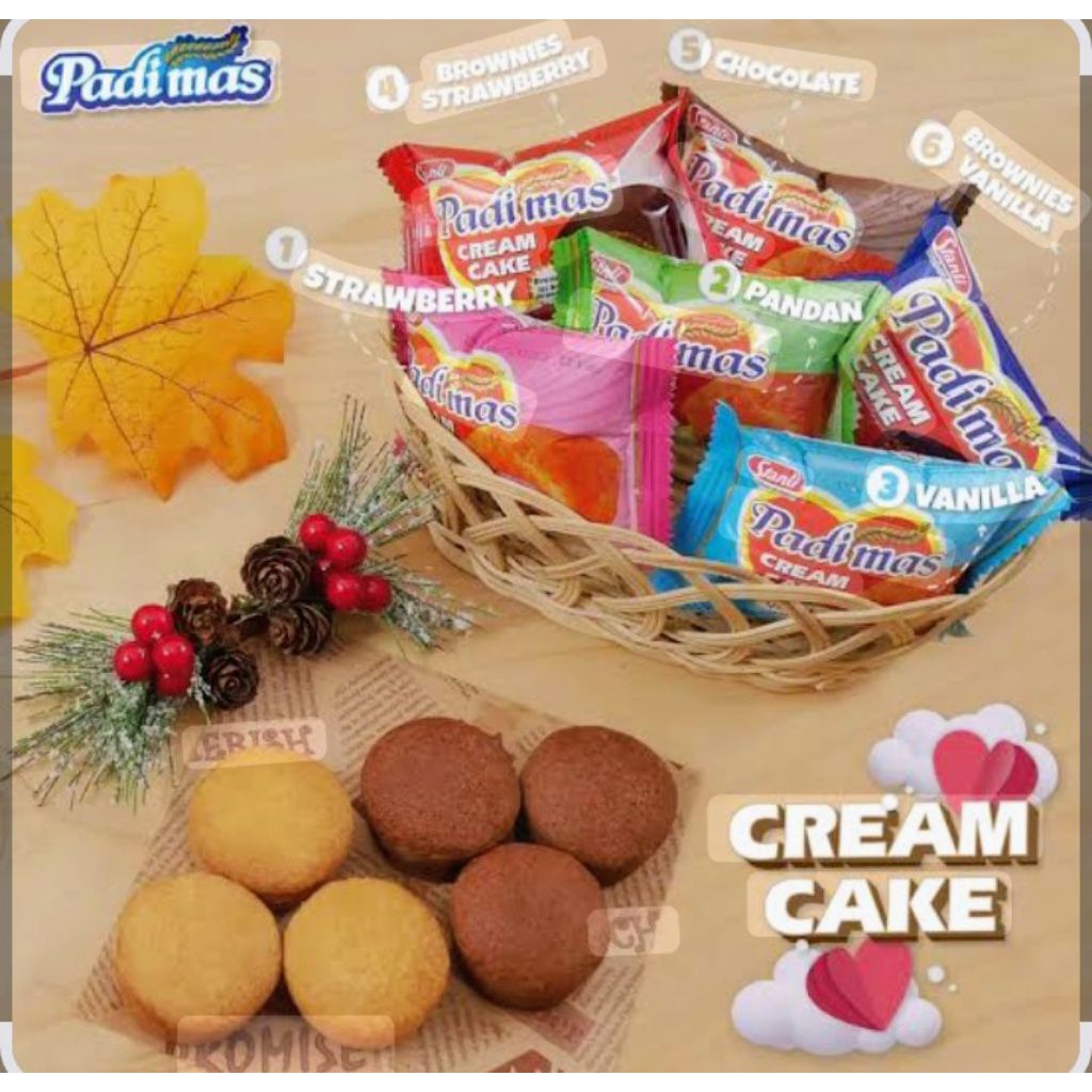 Padimas cream cake 1 pack isi 10pcs (Rasa Coklat strawberry pandan vanila)