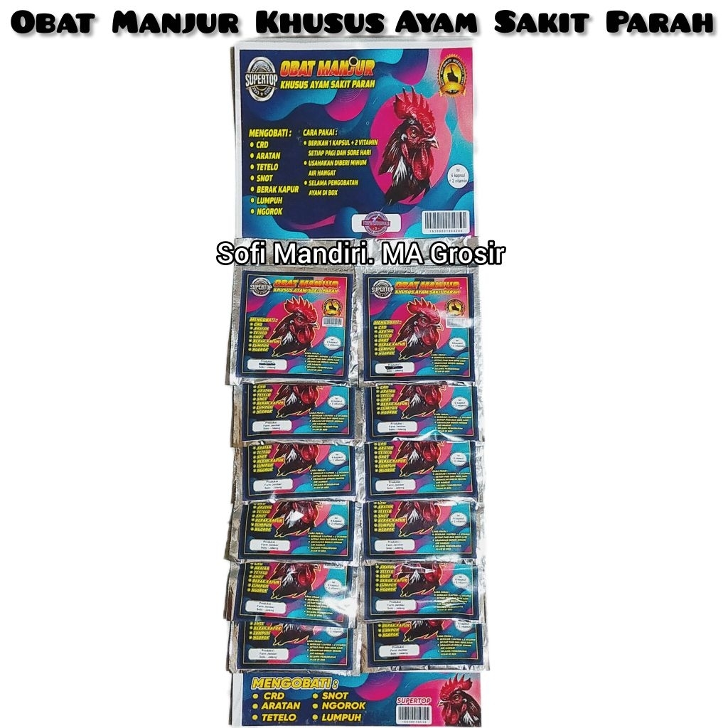 (12 Saset) Obat Manjur Khusus Ayam Sakit Parah Super Top