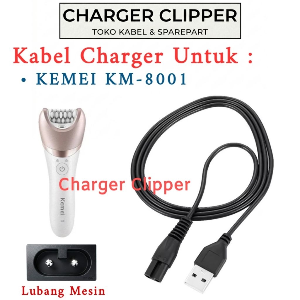 Kabel Kemei 8001 Kabel Charger Mesin Cukur Kemei Epilator #D