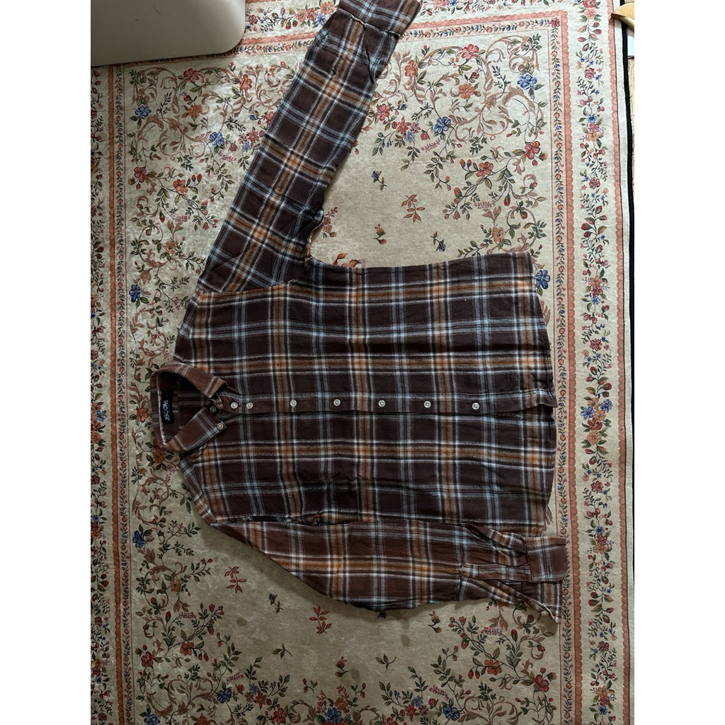 PL - kemeja flanel coklat garis garis