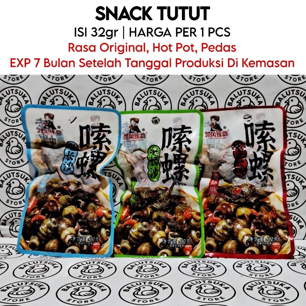 SNACK TUTUT LUOSI CHINA BERBUMBU VAKUM SIAP MAKAN KEONG AIR TAWAR SIPUT CEMILAN JAJAN UNIK