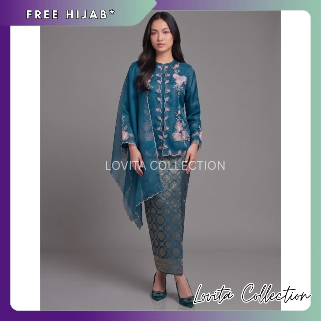 Setelan Kebaya Organza Payet Premium Dan Rok Songket Kebaya Melayu Organza / Setelan Dress Organza P