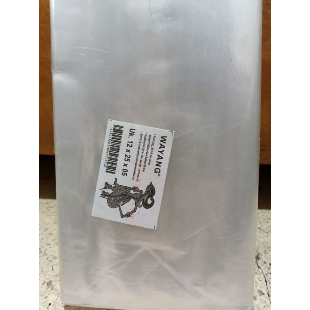 PLASTIK PP WAYANG BENING TEBAL 0,5 UK. 12X25X05 BERAT 250 GRAM