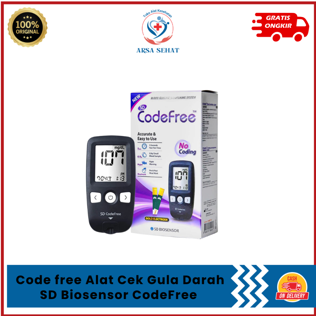 Code free Alat Cek Gula Darah SD Biosensor CodeFree SDBiosensor Free Strip