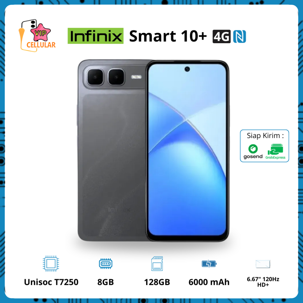 Infinix Smart 10 Plus 8/128GB | Up to 16GB Extended RAM | 6.67 inch 120Hz HD+ | T7250 | 6000 mAh