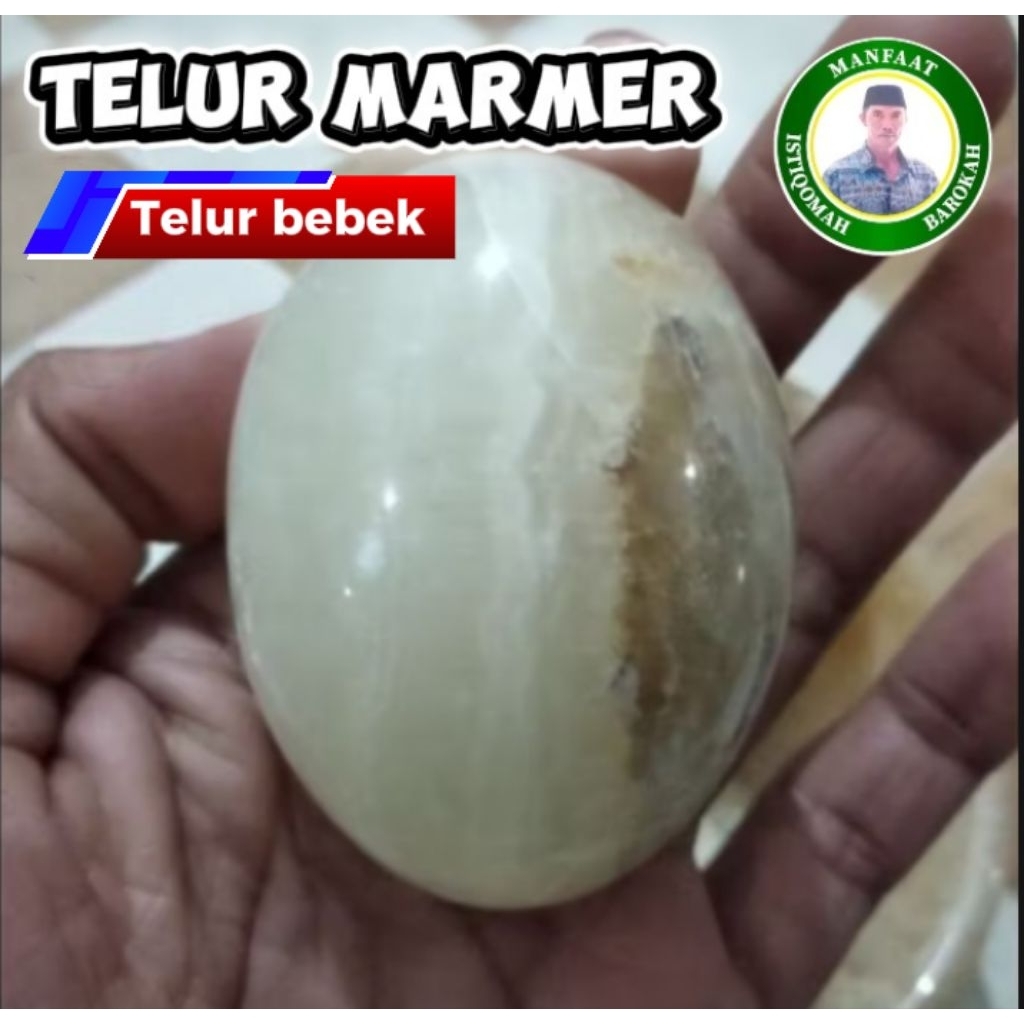 Telur Bebek Batu Marmer Onix/Telur Hiasan Dekorasi Batu Alam Mbah Yanto_maestro