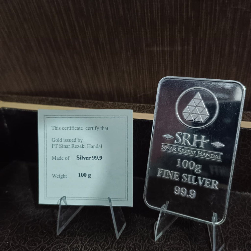 PERAK SRH DRAGON 100gr FINE SILVER Kemurnian 99.9 Logam Mulia SINAR REJEKI HANDAL LANGKA ANTAMGOLD I