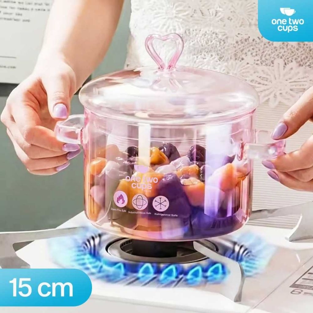 Panci Kaca Masak Rebus Tahan Panas Dan Api Untuk Memasak Ukuran Besar Tebal Premium