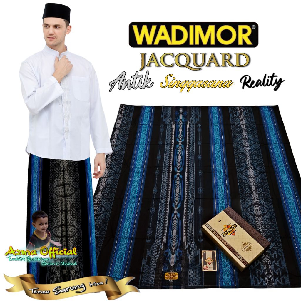 Sarung Wadimor Jacquard Antik Singgasana Reality Songket Timbul Motif Hitam Putih Seri Terbaru